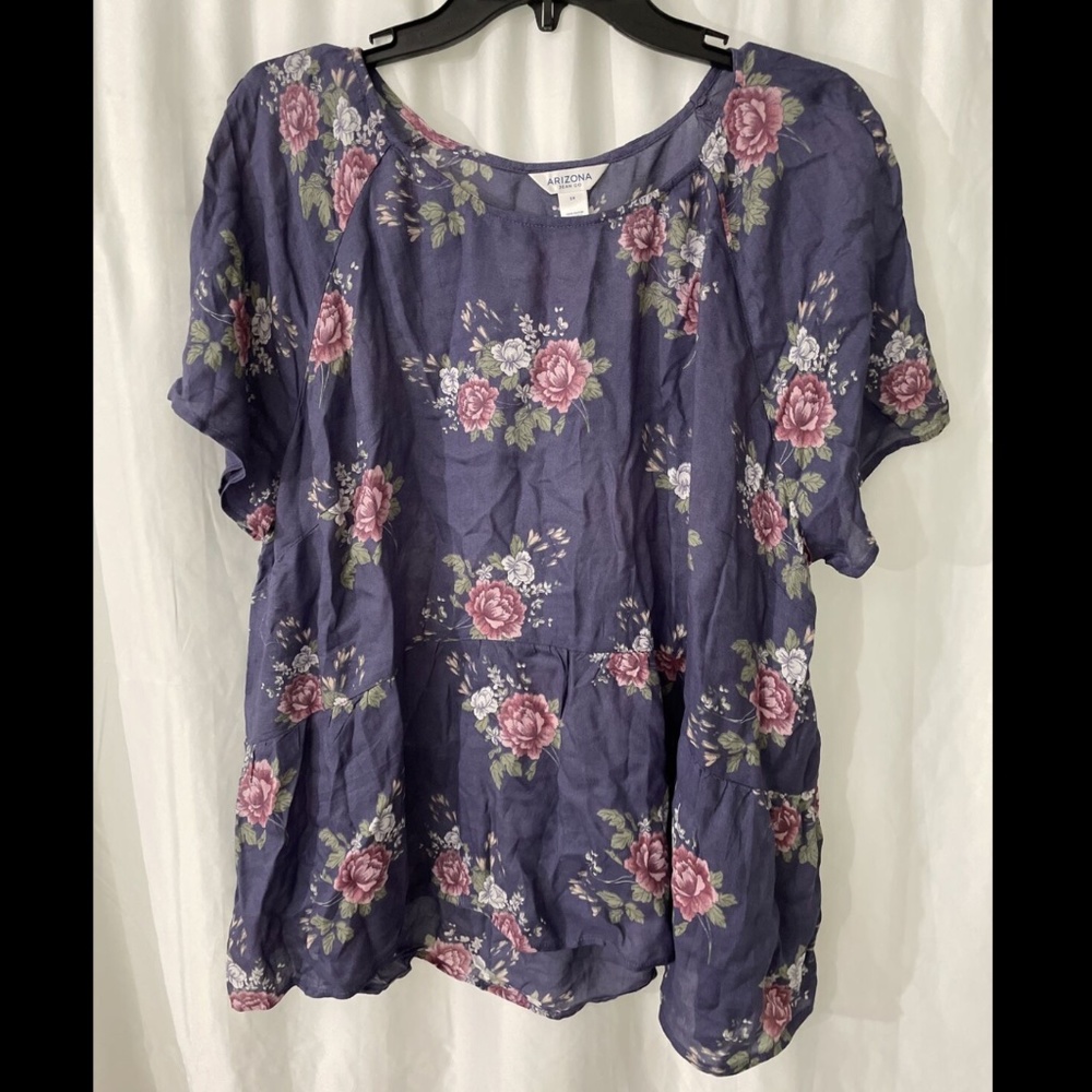 NEW Arizona Jean Co Floral‎ Peplum Plus Size Top [ SZ 2X ]